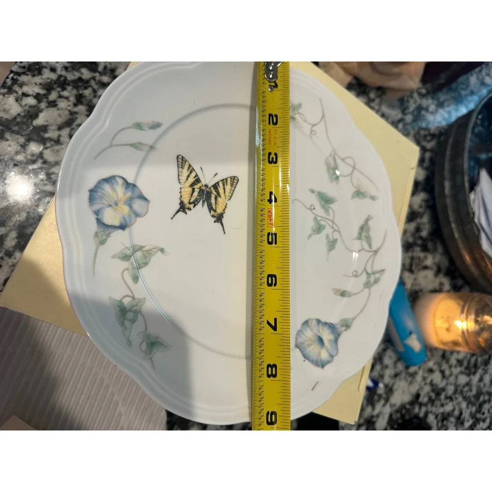Lenox Butterfly Meadow Covered Round Butter Dish Louise Le Luyer Porcelain White